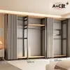 Armario de metal, estructura de acero, completamente cerrado, diseño simple, adecuado para apartamentos de alquiler, modular, engrosado, de pie, estilo abierto, para uso doméstico