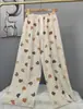 Pantalones de pijama de algodón para mujer, verano, finos, estampados, casuales, de pierna ancha, pueden usar mujeres embarazadas, comercio exterior, pantalones de talla grande