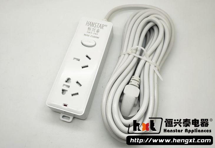 恒兴泰142无线带开关安全门8孔插座 二位白色2500W连铜16A插线板