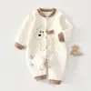 Macacão de bebê para outono e inverno, roupa acolchoada e quente para recém-nascidos, macacão espesso, bebê 100% algodão, macacão Classe A