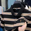 Camiseta de manga corta para hombre con rayas bordadas 2026 fábrica transfronteriza venta al por mayor camiseta de manga corta informal de verano para hombre