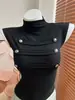 Chaleco de estilo europeo y americano inspirado en Napoleón para mujer, nueva colección de otoño, top corto de manga corta de moda, versátil y elegante