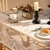Mantel Blanco de Encaje Estilo Francés Pastoral, Cubre Mesa Rectangular Calado, Tela Decorativa para el Hogar, Mantel, Mantel para Mesa de Café