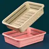 Cesta de cocina grande de 1 kg extra gruesa para verduras, cesta de almacenamiento, cesta rectangular de plástico para artículos varios, cesta para lavar y escurrir verduras