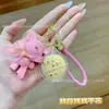 Oro Puro 999 Moneda Pequeña Hilo de Resina Oso Llavero Bolso de Moda Accesorio Llavero de Coche Colgante Lindo