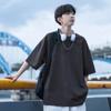 Camiseta de Manga Curta Ge Hua Masculina Verão Algodão Manga Meia-manga Estilo Americano High Street Ins Estilo de Hong Kong Camiseta Solta Top para Casal Estudantes