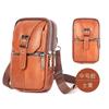 Nova Bolsa para Celular de Couro de Vaca de Primeira Camada para Homens, Estojo para Celular de Cinto, Bolsa Transversal Multifuncional, Pequena Bolsa Suspensa Impermeável de Couro Genuíno