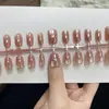 Polvo Electrochapado Durazno Burbuja Uñas Portables Sol Cálido Copo de Nieve Arte de Uñas Sensación de Alta Gama Temperamento 30 Piezas Puntas de Uñas Pre-hechas Venta al por Mayor
