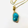 Conjunto de Collar Colgante y Pendientes Estilo Palacio de Moda Turquesa para Mujer, Versátil Hecho a Mano Incrustado con Turquesa al por Mayor desde el Fabricante