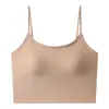 Camisole fina de verão com brilho e alças finas para mulheres, sem costura, com bojos, decote nas costas, sem alças, roupa íntima, corte justo, afina a silhueta, cropped