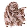 Bufanda de Estilo Étnico Retro Bohemio para Mujer Hilo Bali Algodón Lino Borla Hecha a Mano Polvo Claro Flor de Vid Bufanda Mujer