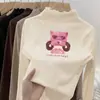 Ropa interior térmica para niñas Otoño Invierno Nueva Elegante Cuello Semi-Alto Forro Polar Ropa interior para niños Niña Pequeña Camiseta de Manga Larga con Volantes