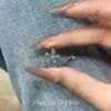 "Verão Colorido" Dopamina Cheio de Strass Flor de Diamante Azul Pequeno Anel de Corrente Prateada Anel de Dedo Ajustável Anel para Mulheres