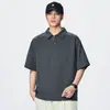 Ropa de Hombre Xintang Camisa de manga corta de verano para hombre, camisa POLO vintage con cuello de solapa, camisa casual de media manga, Lyocell