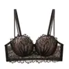Conjunto de Lencería de Encaje Francés para Mujer Pecho Pequeño Push-up Soporte Inalámbrico Recogida Lateral del Pecho Pecho Plano Especial Sexy Pura Deseo Conjunto de Sujetador y Braguita