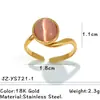 Anillo de Piedra Natural Yusen Europeo y Americano Acero de Titanio No se Desvanece Moda Lujo Ligero Gama Alta Anillo de Acero Inoxidable Joyería Transfronteriza