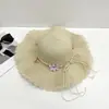 Sombrero de Paja de Playa de Ala Ancha para Mujer Verano Viajes a la Costa Vacaciones Protección Solar Guirnalda Sombrero para el Sol Sombrero para el Sol de Ciclismo al Aire Libre