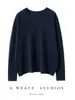 Tejido de Punto de Cachemir 100% Puro Hilo Fino Otoño e Invierno Nuevo Ropa de Punto para Mujer Cuello Redondo Holgado Jersey Cálido de Punto de Color Puro