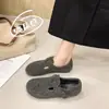 Zapatos Perezosos de Moda de un Paso 2026 Mocasines con Forro de Terciopelo Calzado de Abrigo Zapatos de Algodón Mocasines Planos de Invierno Hebilla de Cuero