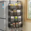 Estante de Almacenamiento Lateral para Refrigerador Estante para Suministros de Cocina Estante Colgante de Pared Lateral Multicapa para Botellas de Especias Película Adhesiva Sin Perforaciones