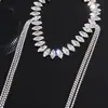 Collar de Borlas Ovalado Exagerado Incrustado de Diamantes Estilo Europeo y Americano con Diseño Único, Cadena para Clavícula con Sensación de Lujo Ligero y Gama Alta, Venta al por Mayor