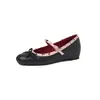 Estilo de celebridad~Mary Jane con correa de remaches piel de oveja aumento de altura lazo estilo ballet zapatos para mujer talla grande