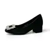Zapatos Mary Jane Satinados que Aumentan la Altura 6CM con Hebilla Cuadrada de Pedrería, Estilo Francés Nuevo 2026 para Mujer, Punta Redonda, Tacón Grueso