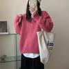 Diseñado con Suéter de Punto Capas Estilo Perezoso para Mujer en Otoño e Invierno Nuevo Estilo Holgado Estilo Coreano Suave y Sedoso Top de Punto