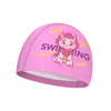 Gorro de natación de dibujos animados con recubrimiento de PU, Protección impermeable profesional para los oídos, Cómodo y no aprieta la cabeza, Adecuado para niños y niñas, Gorro de natación para bebé al por mayor
