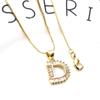 Collar con colgante de 26 letras en inglés para mujer, conjunto de cobre, colgante de circonita, cadena corta para clavícula LM