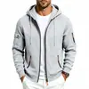 Jaqueta com Capuz e Zíper de Veludo Pesado Masculina Europeia e Americana Outono e Inverno Solta para Trabalho e Uso Diário Mangas Longas