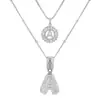 Collar con Colgante de Letra Inicial A-Z Transfronterizo Europeo y Americano Moda Personalidad Doble Capa Letra Colgante de Diamante Cadena de Clavícula