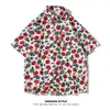 Camisa floral de manga corta con estampado de rosas estilo Hong Kong para hombres y mujeres, ropa de playa estilo tailandés, casual perezoso, comercio exterior textura suelta