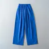 Calça Casual de Tencel em Estilo Relaxado, Novo Modelo de Verão com Cintura Elástica, Cordão, Pregas, Caimento Solto, Emagrecimento, Calça Versátil de Perna Reta