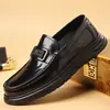 Zapatos Casuales de Cuero Negros para Hombre Nuevos Transpirables Formales de Negocios Mocasines Slip-on Zapatos Lazy Bean