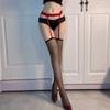 Meia-calça Sensual Preta de Seda com Borda Vermelha Contrastante, Meia-calça Siamesa Sensual Preta de Seda Ultra-fina Sem Costura