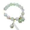 Pulsera Joyería Estilo Nacional, Pulsera Flor de Lirio del Valle Estilo Chino, Cuentas de Buda Tapa de Leche, Pulsera Flor Explosión, Cuentas Redondas de 10 mm, Pulsera de Perlas de Imitación
