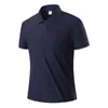 Camisa Polo Casual Esportiva de Secagem Rápida, Toque Gelado Respirável, Alta Elasticidade, Moderna, Simples, Estilo Business, Cor Sólida, Alta Qualidade, Manga Curta