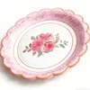 Platos de Papel Desechables Florales Acuarela Transfronterizos, Platos de Postre de Encaje para Pasteles, Decoraciones para Fiestas de Cumpleaños, Bodas y Té