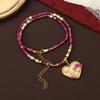 Collar Guofeng original con cuentas de perlas y piedras rosas, diseño de flor de amor, para mujer, ligero, de lujo, con cadena de clavícula de alta calidad.