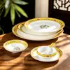 Pratos Estilo Palácio em Melamina Imitando Porcelana, Pratos Pequenos para Petiscos, Pratos para Pratos Frios, Louças Criativas, Pratos para Peixe, Pratos Fundos para Sopa, Conjunto para Servir a Mesa