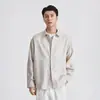 Camisa de Manga Larga Yizhi de Lyocell para Hombre, Colección Otoño 2026, Color Sólido, Corte Holgado, Texturizada, Cómoda, Versátil, Camisa con Cuello de Solapa