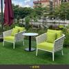 Sofá Individual de Patio Impermeable Protector Solar Personalizado Silla con Respaldo para Terraza Tejido de Cuerda Silla de Ocio Combinación de Muebles Mesa de Centro para Exterior
