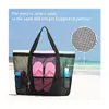 Bolsa de Playa, Bolsa de Almacenamiento de Artículos de Tocador de Gran Capacidad, Bolsa de Almacenamiento para Traje de Baño, Bolsa de Malla Plegable de un Solo Hombro para Natación al Aire Libre