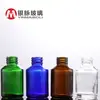 Frasco de aceite esencial de 30 ml con hombro oblicuo marrón, frasco de stock, frasco gotero de hombro oblicuo transparente azul verdoso