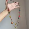 Collar de Cadena Larga de Cerámica Color Dopamina con Corazón Hecho a Mano con Cuentas para Mujer, Accesorio Estilo Vacaciones en la Playa
