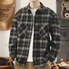 Estilo otoño e invierno más terciopelo de alta gama rebelde guapo casual chaqueta a cuadros para hombre camisa de manga larga holgada versátil resistente a la suciedad top de moda