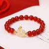 Pulseira de Ágata Vermelha Natural Ponto Feminina Nova Guofeng Benmingnian Calcedônia Coelho Pulseira de Moda de Luxo Leve para Namorada
