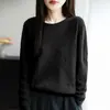 Nuevo Suéter para Mujer Holgado de Cuello Redondo de Manga Larga Suéter Exterior Casual de Punto Suéter Básico Retorcido