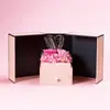 Regalo de San Valentín Collar de Proyección Joyería Caja de Regalo Oso Enamorado Rosa Puerta Doble Rosa Flor Eterna Hecho a Mano